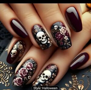✨3 FOR $28✨🆕️☠️💅 SKULL & ROSES PRESS-ON NAILS KIT💅☠️